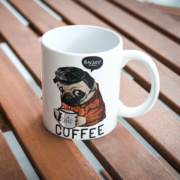 Enjoy Coffee - Hund - Tasse - erfolgslustig