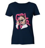 GiRL PoWeR - Ladies Organic V-Neck Shirt - WALiFY
