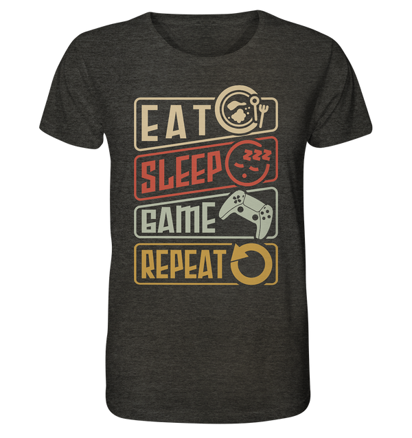 eat sleep game repeat  - Organic Shirt (meliert) - WALiFY