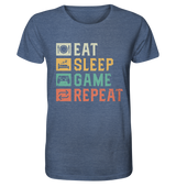 eat sleep game repeat - retro  - Organic Shirt (meliert) - WALiFY