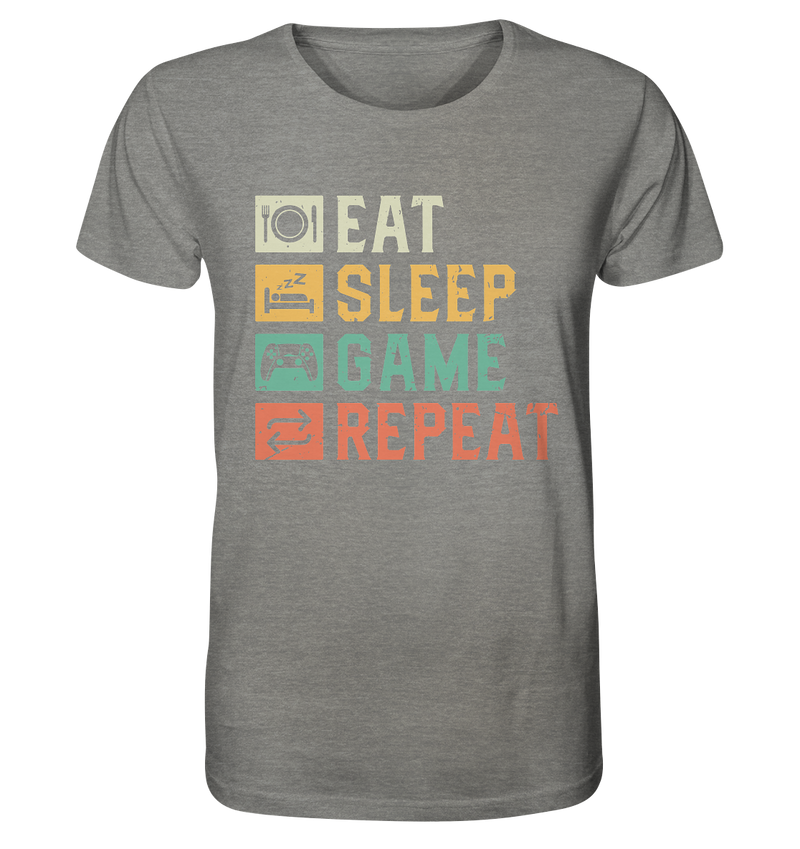 eat sleep game repeat - retro  - Organic Shirt (meliert) - WALiFY