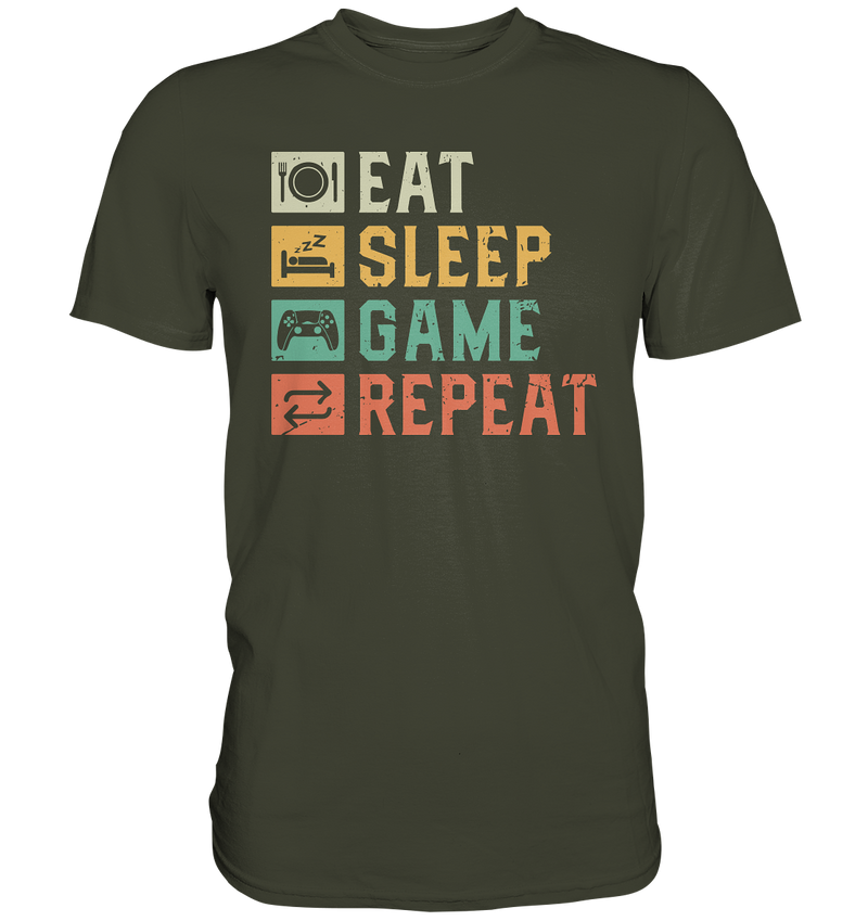 eat sleep game repeat - retro  - Premium Shirt - WALiFY